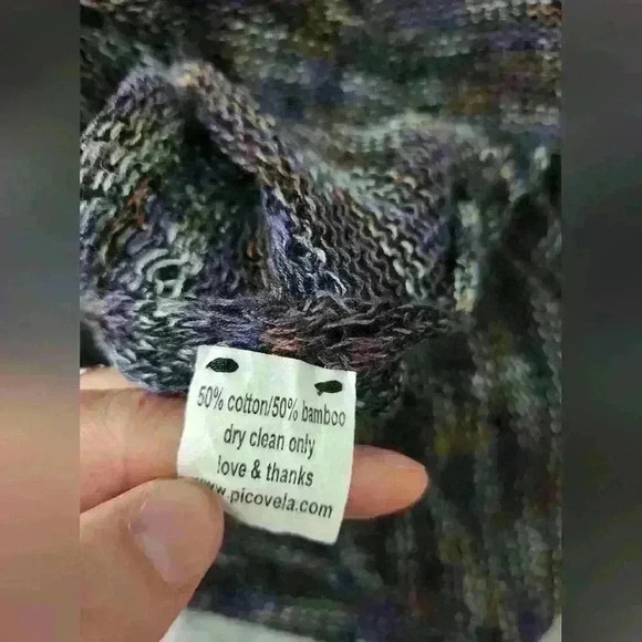 Pico Vela Bamboo Blend Knit Dress Multi-Woven Deep V-Neck Mini Dress - Picture 9 of 9